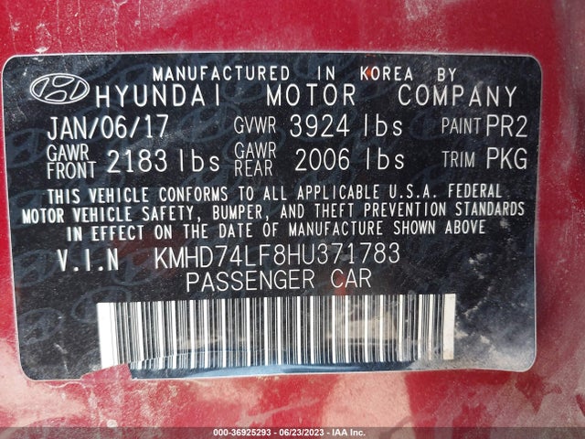 Hyundai ELANTRA SE 2017 KMHD74LF8HU371783 Image 9