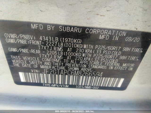 JF2GTAPC6M8266594 Subaru Crosstrek Premium