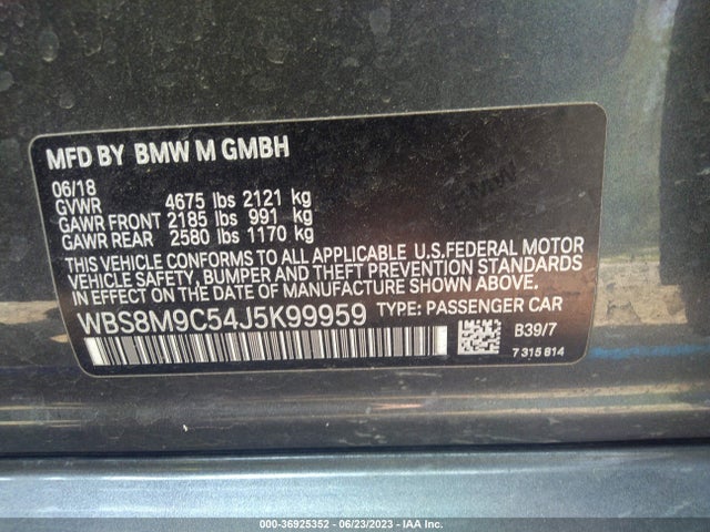 WBS8M9C54J5K99959 BMW M3