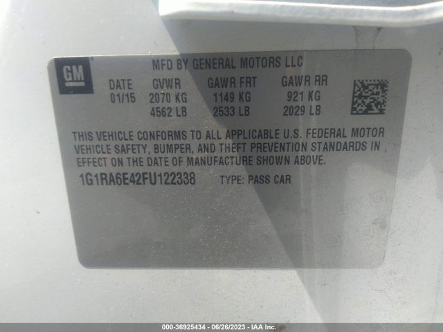 Chevrolet Volt 2015 1G1RA6E42FU122338 Image 15