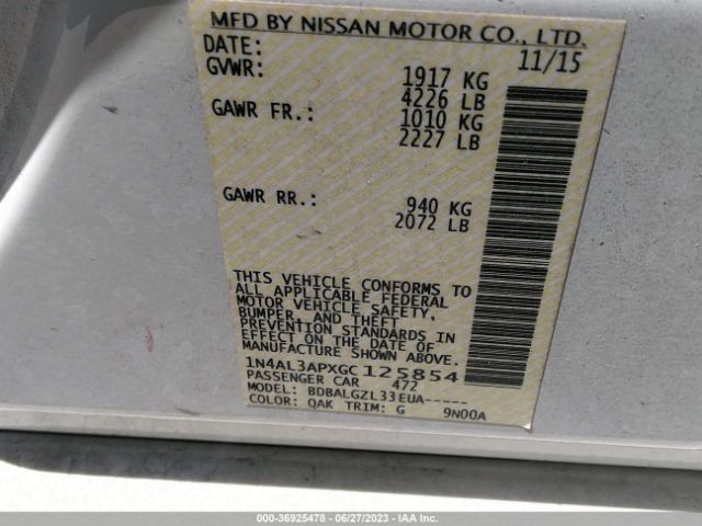 1N4AL3APXGC125854 Nissan ALTIMA 2.5