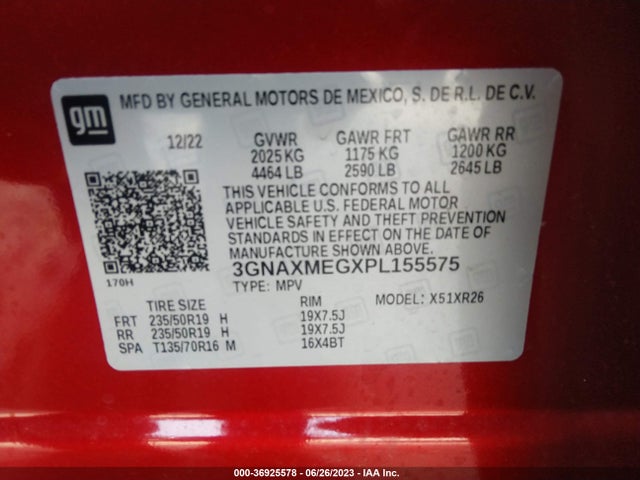 Chevrolet EQUINOX RS 2023 3GNAXMEGXPL155575 Image 9