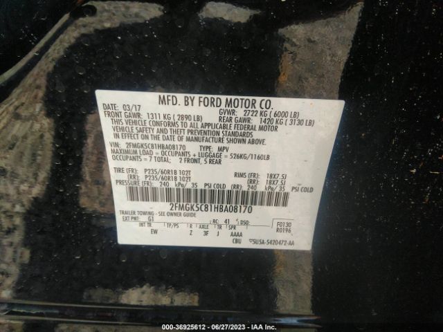 2FMGK5C81HBA08170 Ford FLEX SEL