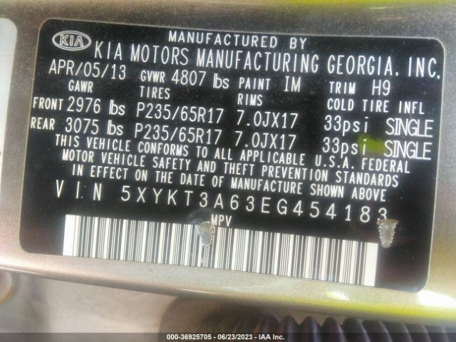 5XYKT3A63EG454183 KIA SORENTO LX