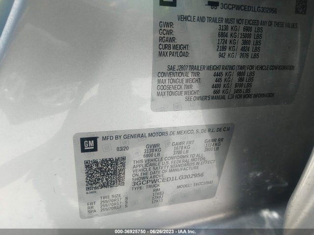 Chevrolet Silverado 1500 Lt 2020 3GCPWCED1LG302956 Image 16