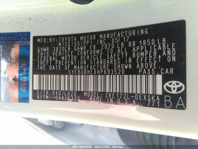 Toyota Corolla L/le/xle/se 2017 5YFBURHEXHP693520 Image 15