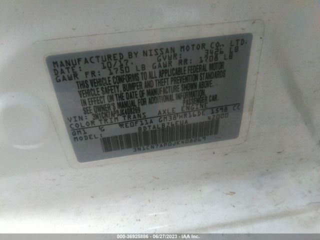 3N1CN7AP0JK408269 Nissan Versa Sedan Sv