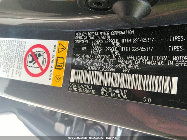 JTJYARBZ9G2025586 Lexus NX 200T