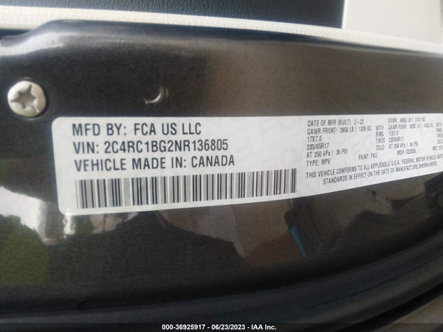 2C4RC1BG2NR136805 Chrysler Pacifica Touring L