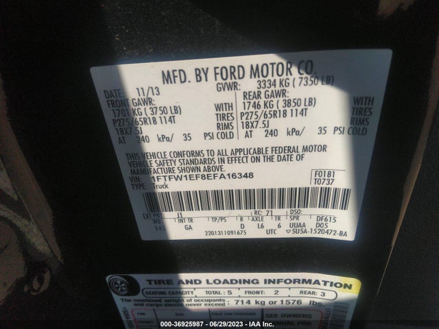 1FTFW1EF8EFA16348 Ford F-150 Xl/xlt/stx/fx4/lariat
