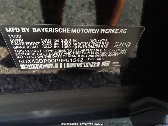 5UX43DP00P9P61542 BMW X3 Sdrive30i