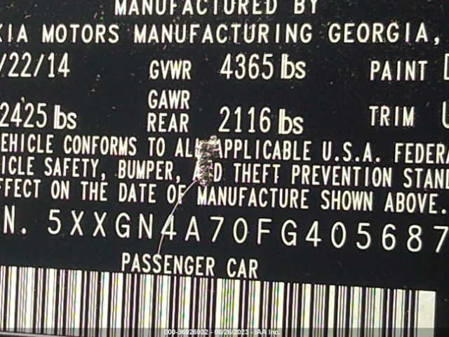 5XXGN4A70FG405687 KIA OPTIMA EX