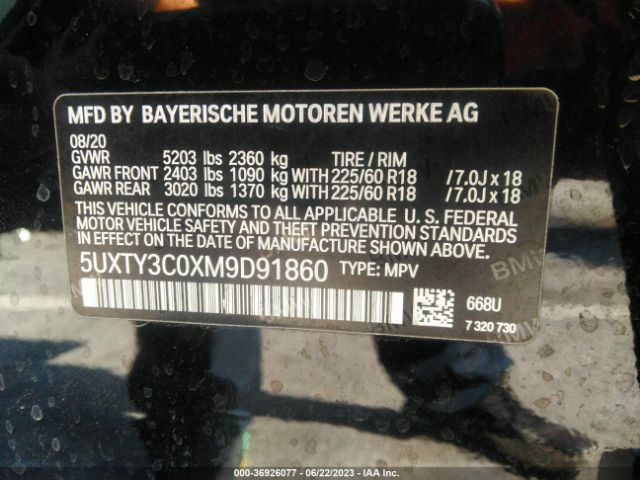 5UXTY3C0XM9D91860 BMW X3 Sdrive30i