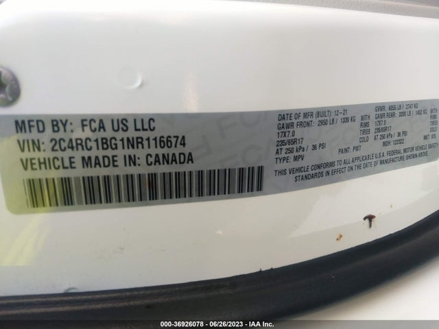 2C4RC1BG1NR116674 Chrysler Pacifica Touring L