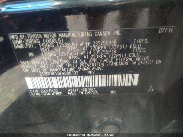 Toyota Rav4 Limited 2014 2T3DFREV0EW208102 Image 9