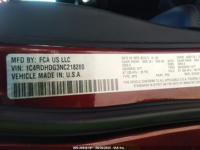 Dodge Durango Gt Plus 2022 1C4RDHDG3NC218280 Image 9