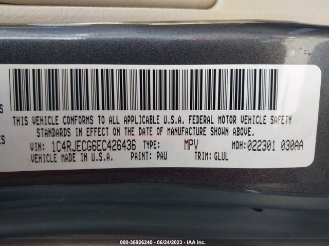 1C4RJECG6EC426436 Jeep Grand Cherokee Overland