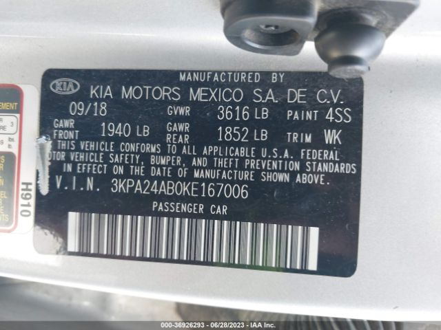 3KPA24AB0KE167006 KIA RIO S