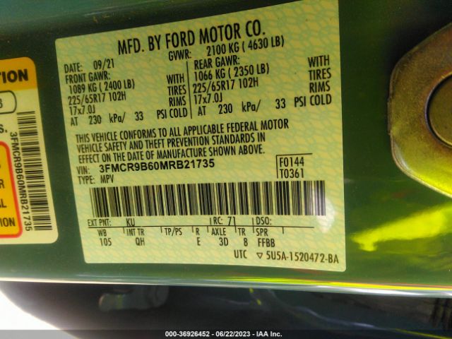 3FMCR9B60MRB21735 Ford Bronco Sport Big Bend