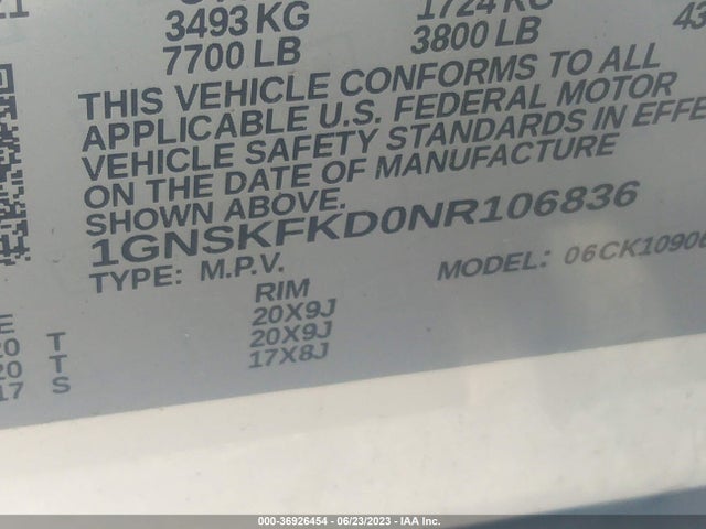 Chevrolet Suburban Premier 2022 1GNSKFKD0NR106836 Image 15
