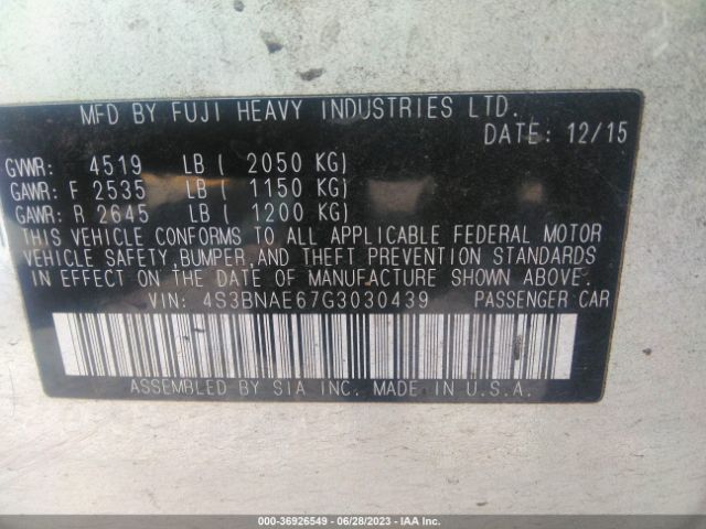 4S3BNAE67G3030439 Subaru Legacy 2.5i Premium