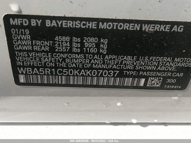 BMW 3 Series 330i 2019 аукцион фото