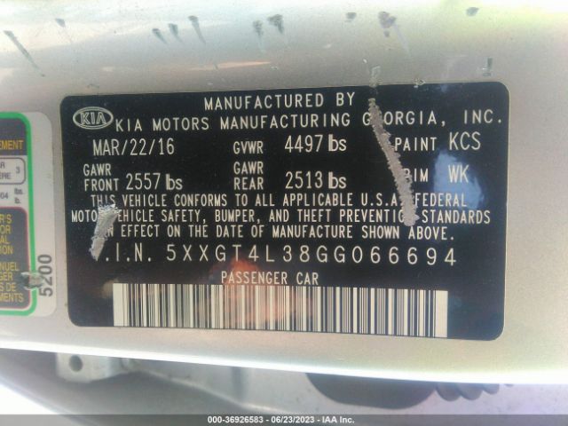 5XXGT4L38GG066694 KIA Optima Lx