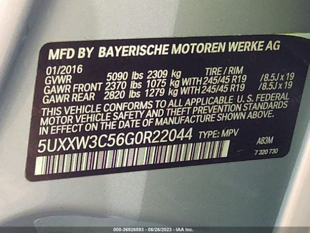5UXXW3C56G0R22044 BMW X4 Xdrive28i