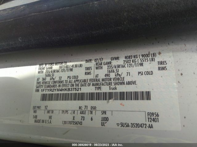 1FTYR2YM4HKB37521 Ford TRANSIT VAN