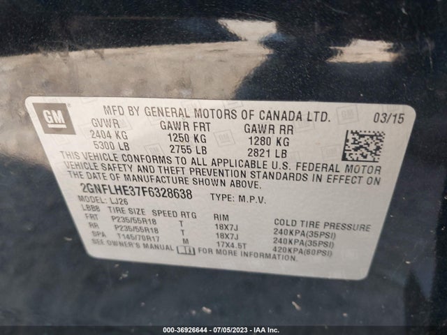 Chevrolet Equinox Ltz 2015 2GNFLHE37F6328638 Image 15