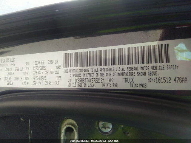 1C6RR6TT4KS722124 RAM 1500 Classic Big Horn