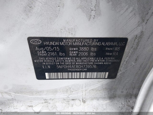 Hyundai ELANTRA SE 2016 5NPDH4AE8GH739576 Image 9