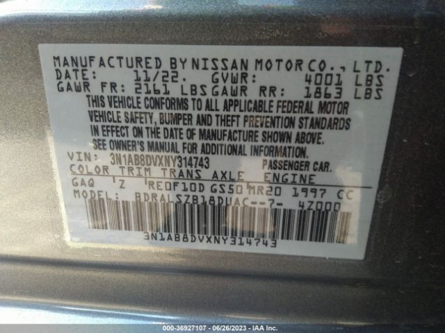 3N1AB8DVXNY314743 Nissan SENTRA SR