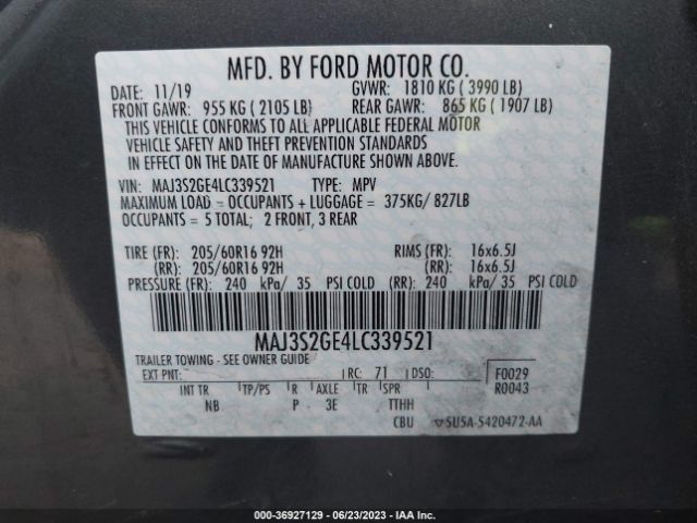 MAJ3S2GE4LC339521 Ford Ecosport Se
