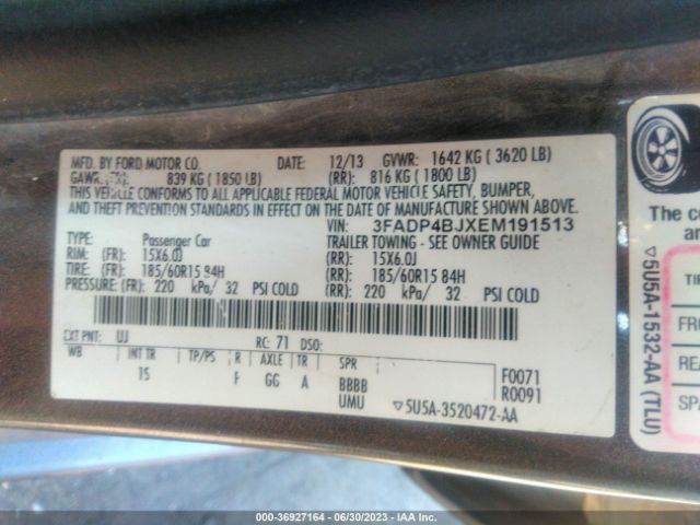 3FADP4BJXEM191513 Ford FIESTA SE