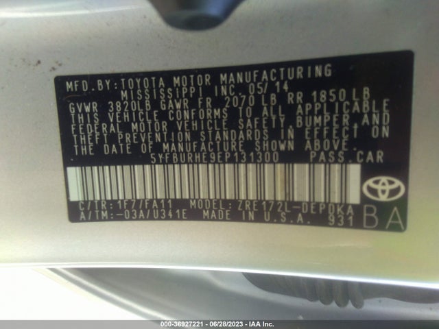 Toyota Corolla L/le/s/s Plus/le Plus 2014 5YFBURHE9EP131300 Image 15