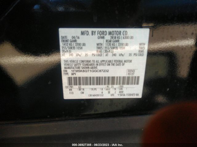 1FM5K8GT1GGC87232 Ford EXPLORER SPORT