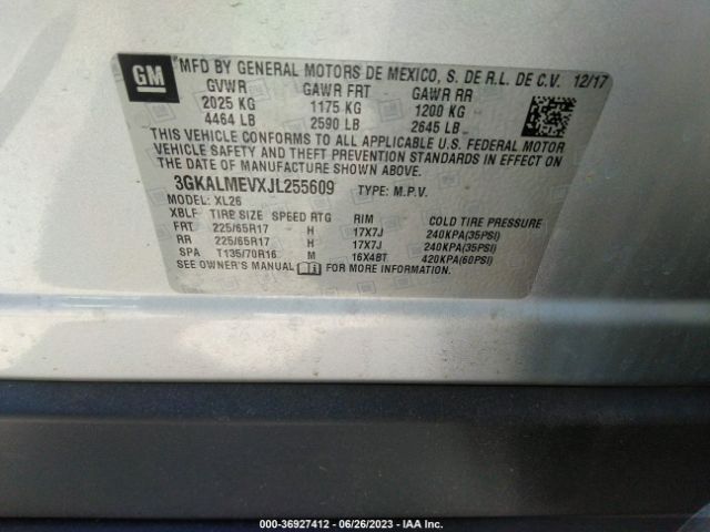3GKALMEVXJL255609 GMC Terrain Sle