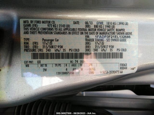 1FADP3F21EL132686 Ford FOCUS SE