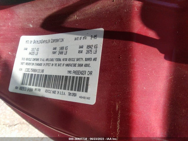 2006 CHRYSLER SEBRING CONV GTC VIN: 1C3EL75R86N131108