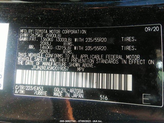 JTJHZKEA5M2019057 Lexus Rx Rx 350l