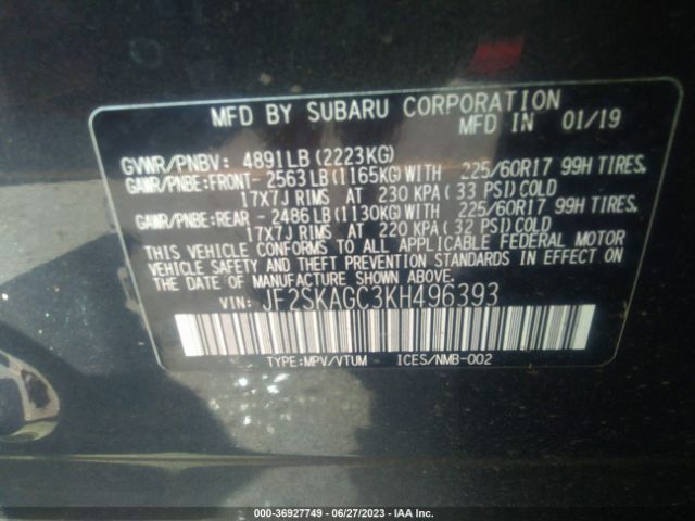 JF2SKAGC3KH496393 Subaru Forester Premium