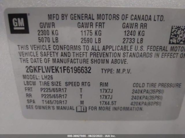 2GKFLWEK1F6196632 GMC Terrain Sle