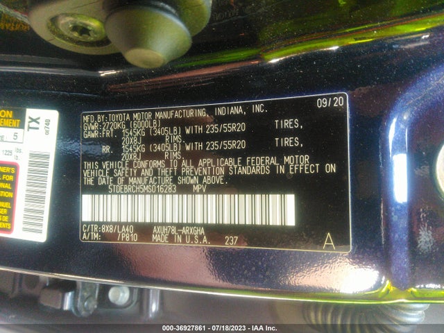 Toyota Highlander Hybrid Platinum 2021 5TDEBRCH5MS016283 Image 9