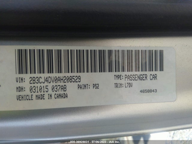 2010 DODGE CHALLENGER SE VIN: 2B3CJ4DV0AH208529