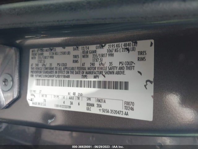 Ford ESCAPE SE 2015 1FMCU9G90FUB11848 Image 11