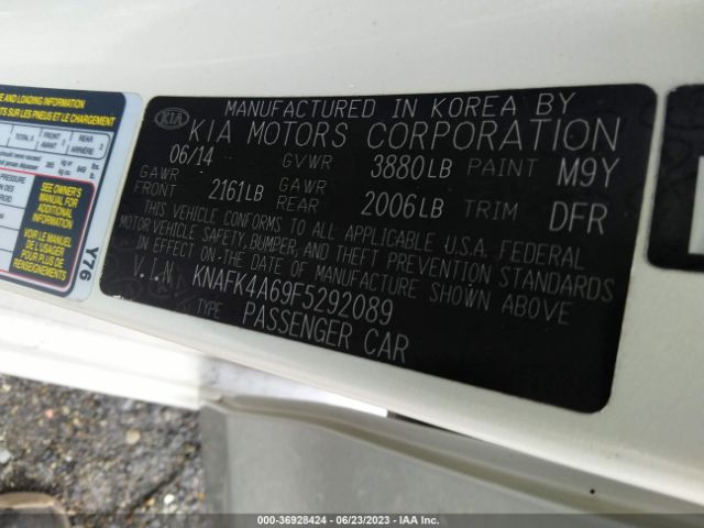 KNAFK4A69F5292089 KIA FORTE LX