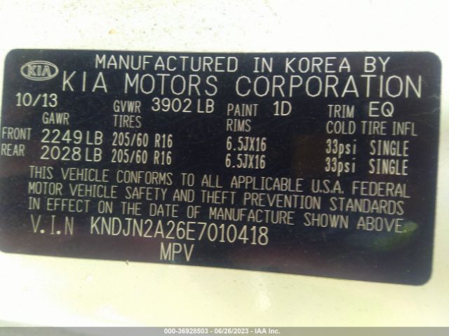 KNDJN2A26E7010418 KIA Soul Base