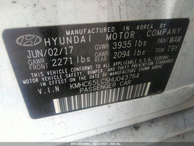 2017 HYUNDAI IONIQ HYBRID BLUE VIN: KMHC65LC5HU043764