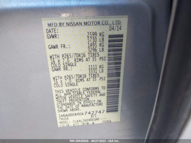1N6AD0ER4EN742747 Nissan Frontier Sv